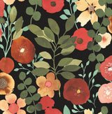 Seabrook Garden Dance Jet Black & Ruby Wallpaper