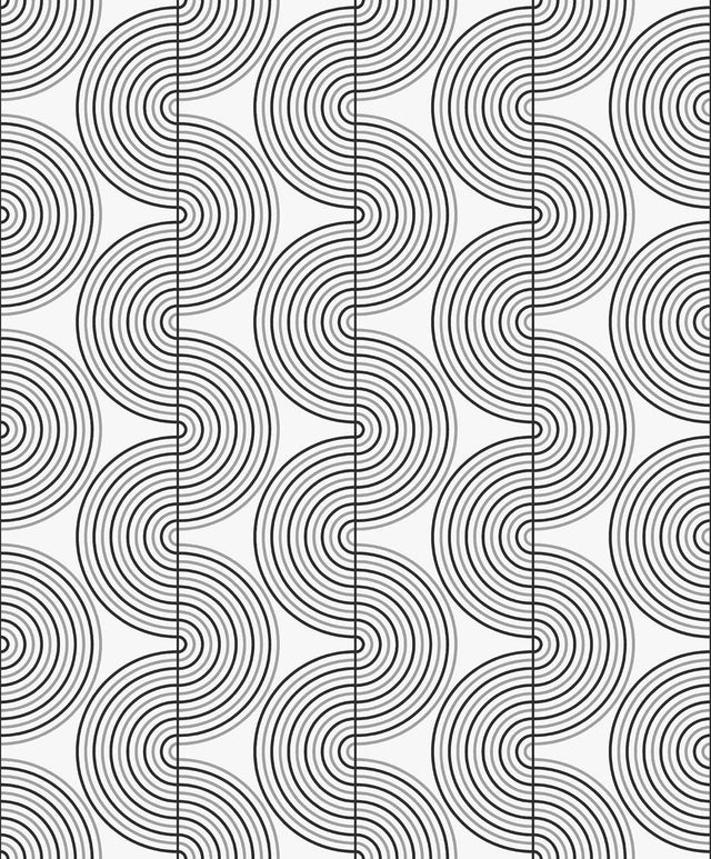 Seabrook Zen Geo Onyx & Metallic Silver Wallpaper