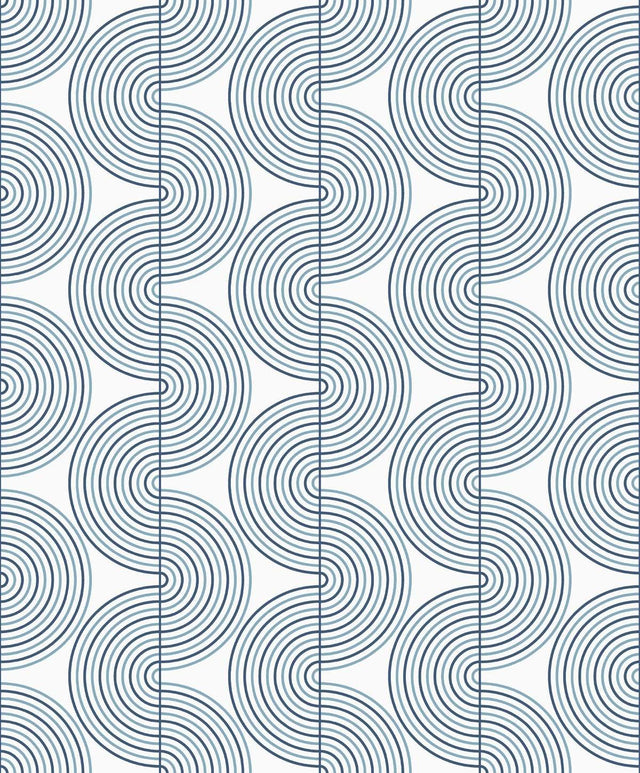 Seabrook Zen Geo Prussian Blue Wallpaper