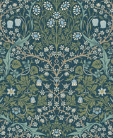 Seabrook Victorian Garden Prussian Blue & Moss Green Wallpaper