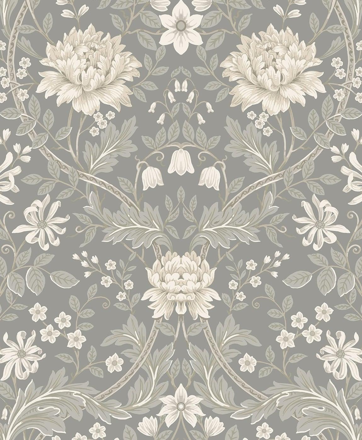 Seabrook Honeysuckle Trail Daydream Grey Wallpaper