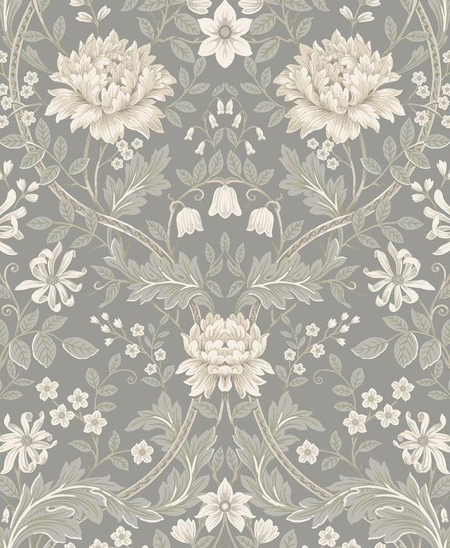 Seabrook Honeysuckle Trail Daydream Grey Wallpaper