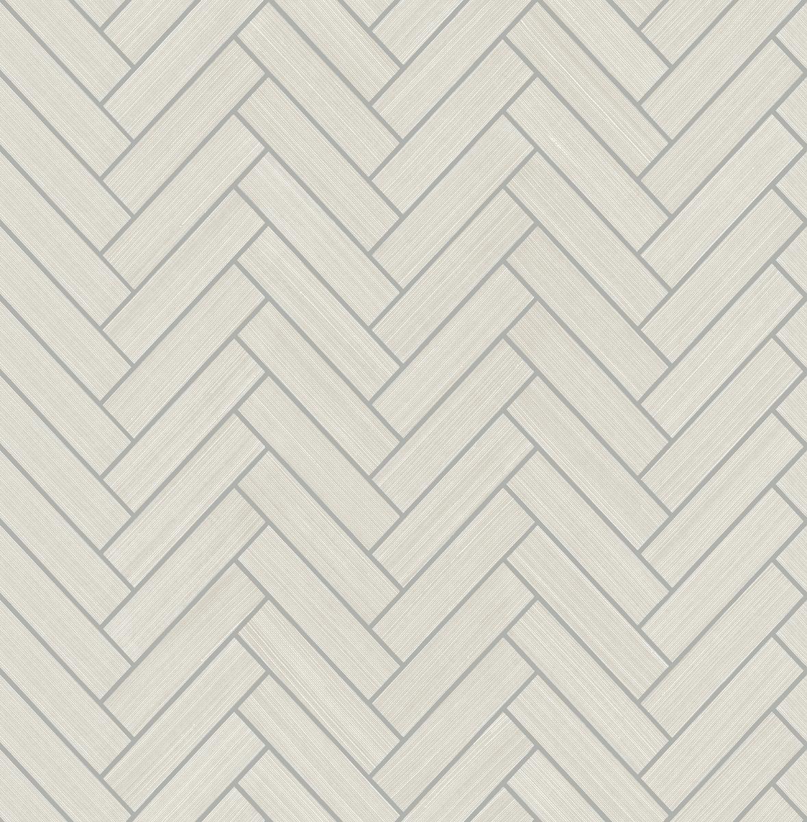Seabrook Herringbone Inlay Lunar Grey & Metallic Silver Wallpaper