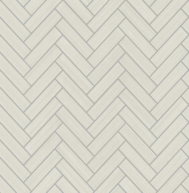 Seabrook Herringbone Inlay Lunar Grey & Metallic Silver Wallpaper