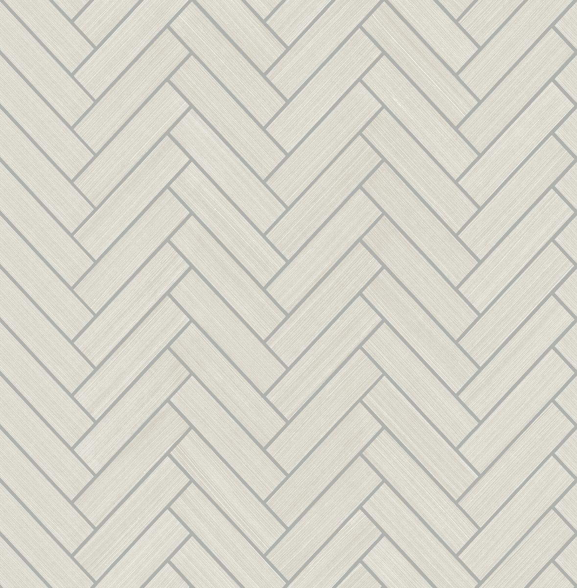 Seabrook Herringbone Inlay Grey Wallpaper
