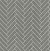 Seabrook Herringbone Inlay Graphite & Metallic Silver Wallpaper