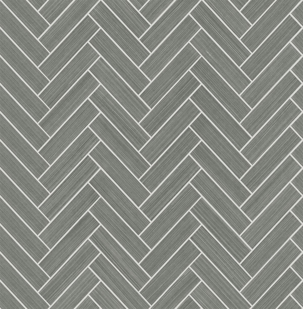 Seabrook Herringbone Inlay Grey Wallpaper