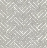 Seabrook Herringbone Inlay Warm Stone & Metallic Pearl Wallpaper