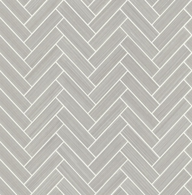 Seabrook Herringbone Inlay Warm Stone & Metallic Pearl Wallpaper