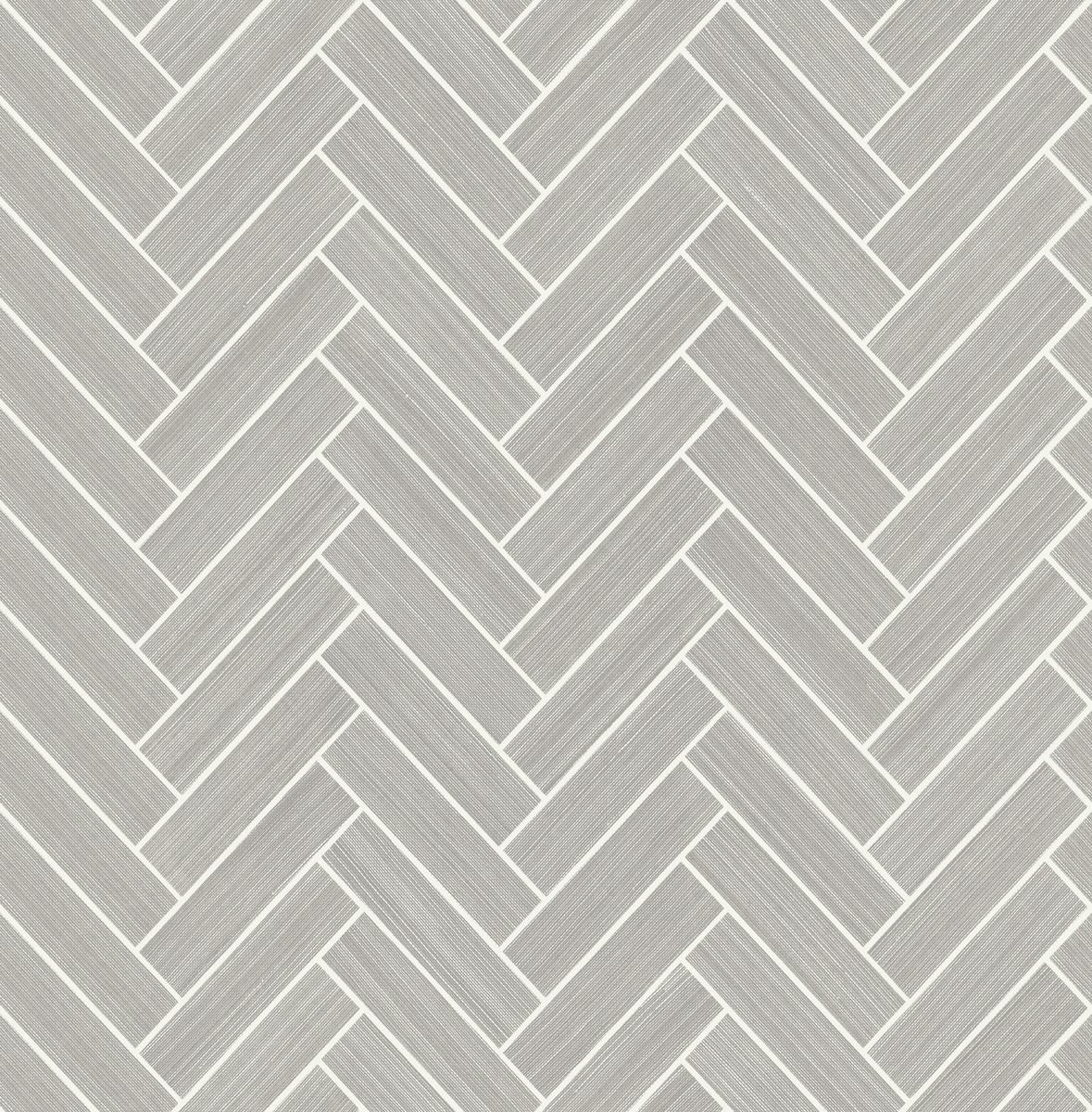 Seabrook Herringbone Inlay Grey Wallpaper