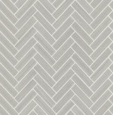 Seabrook Herringbone Inlay Grey Wallpaper