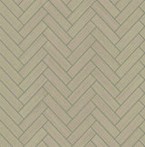 Seabrook Herringbone Inlay Khaki & Metallic Silver Wallpaper