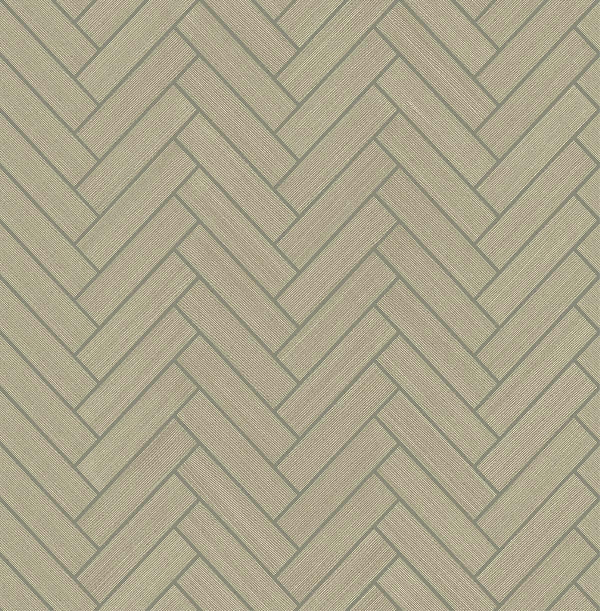 Seabrook Herringbone Inlay Beige Wallpaper