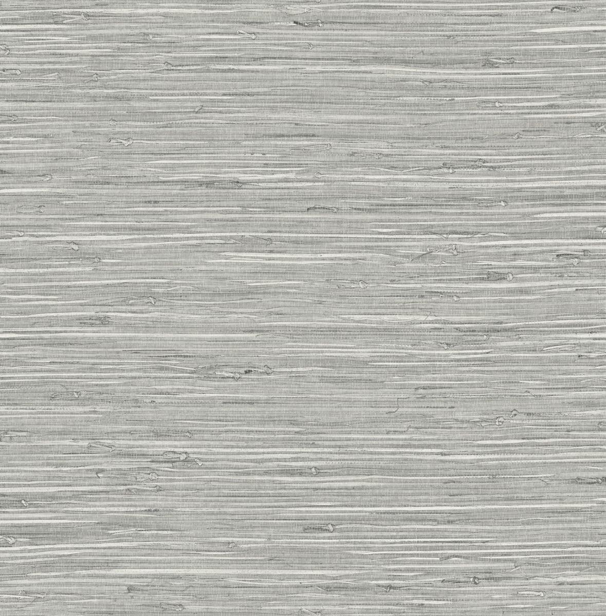 Seabrook Saybrook Faux Rushcloth Cove Grey & Metallic Silver Wallpaper