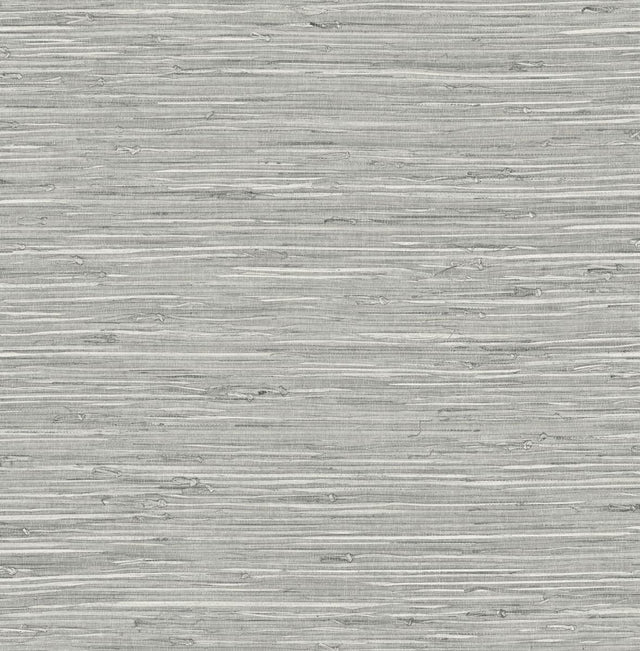 Seabrook Saybrook Faux Rushcloth Cove Grey & Metallic Silver Wallpaper