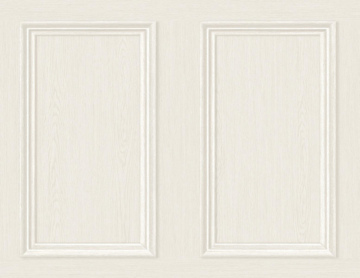 Seabrook Faux Wood Panel Off-White Wallpaper