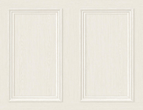 Seabrook Faux Wood Panel Off-White Wallpaper