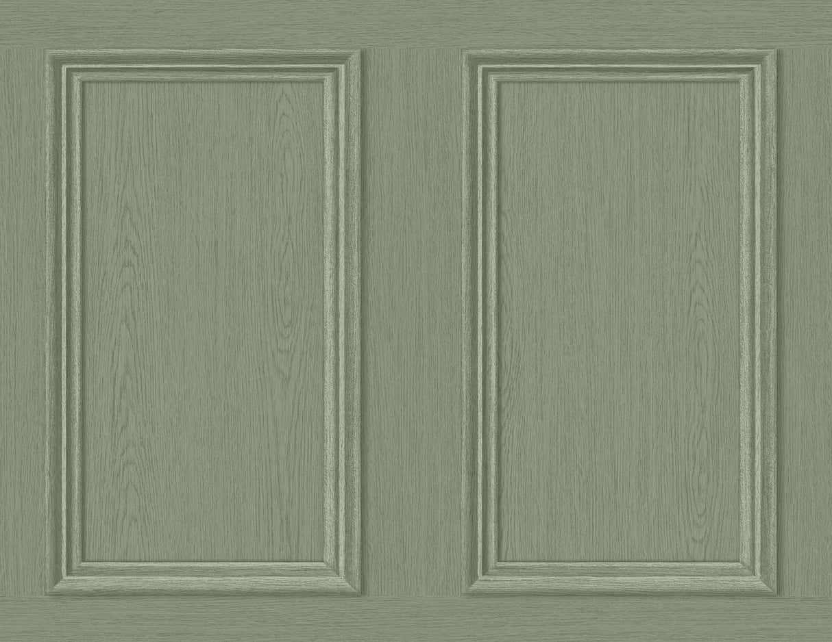 Seabrook Faux Wood Panel Fresh Rosemary Wallpaper