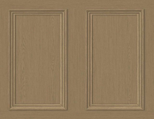 Seabrook Faux Wood Panel Honey Brown Wallpaper