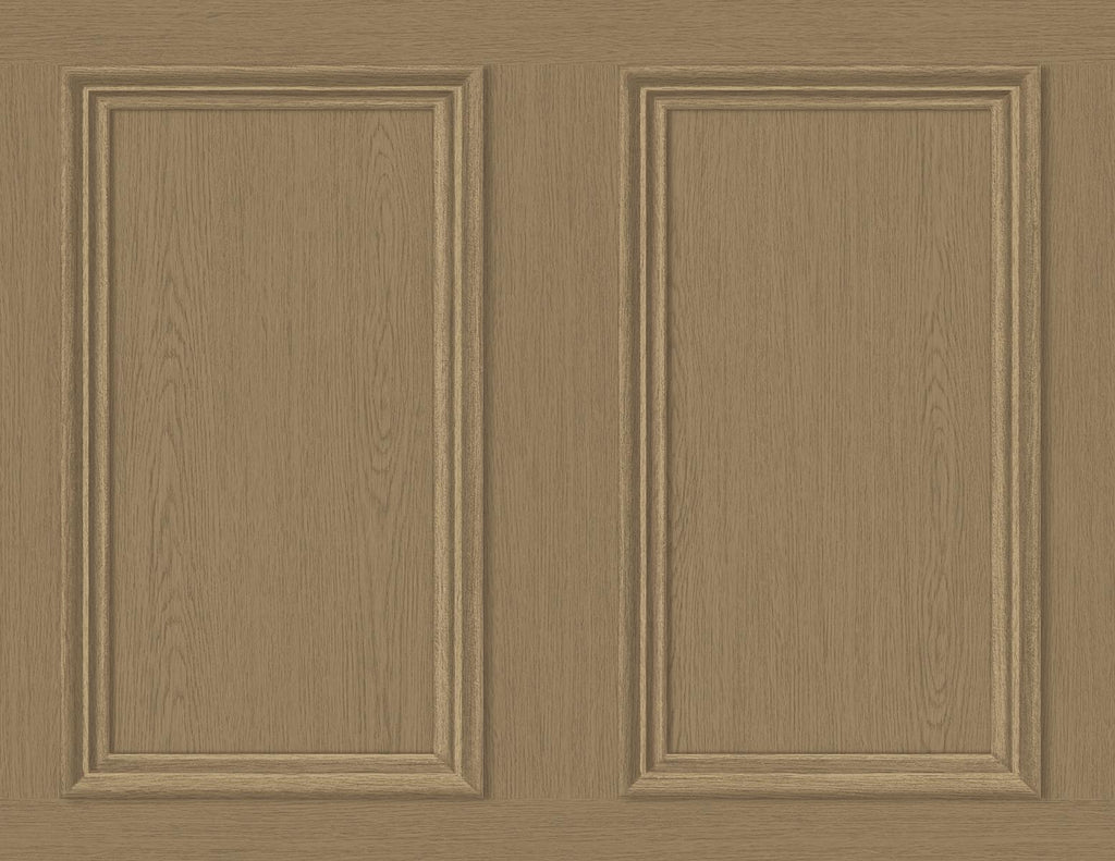 Seabrook Faux Wood Panel Honey Brown Wallpaper