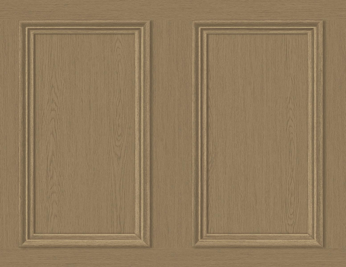 Seabrook Faux Wood Panel Brown Wallpaper