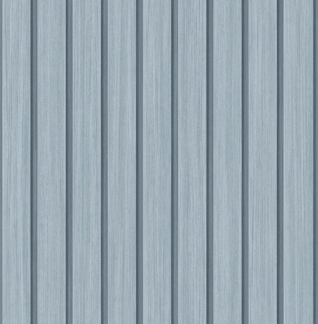 Seabrook Faux Wooden Slats Blue Skies Wallpaper