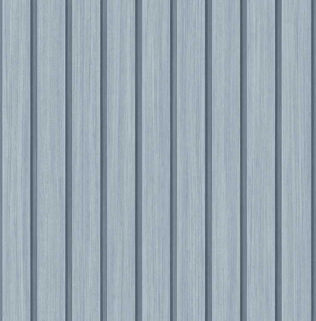 Seabrook Faux Wooden Slats Blue Wallpaper