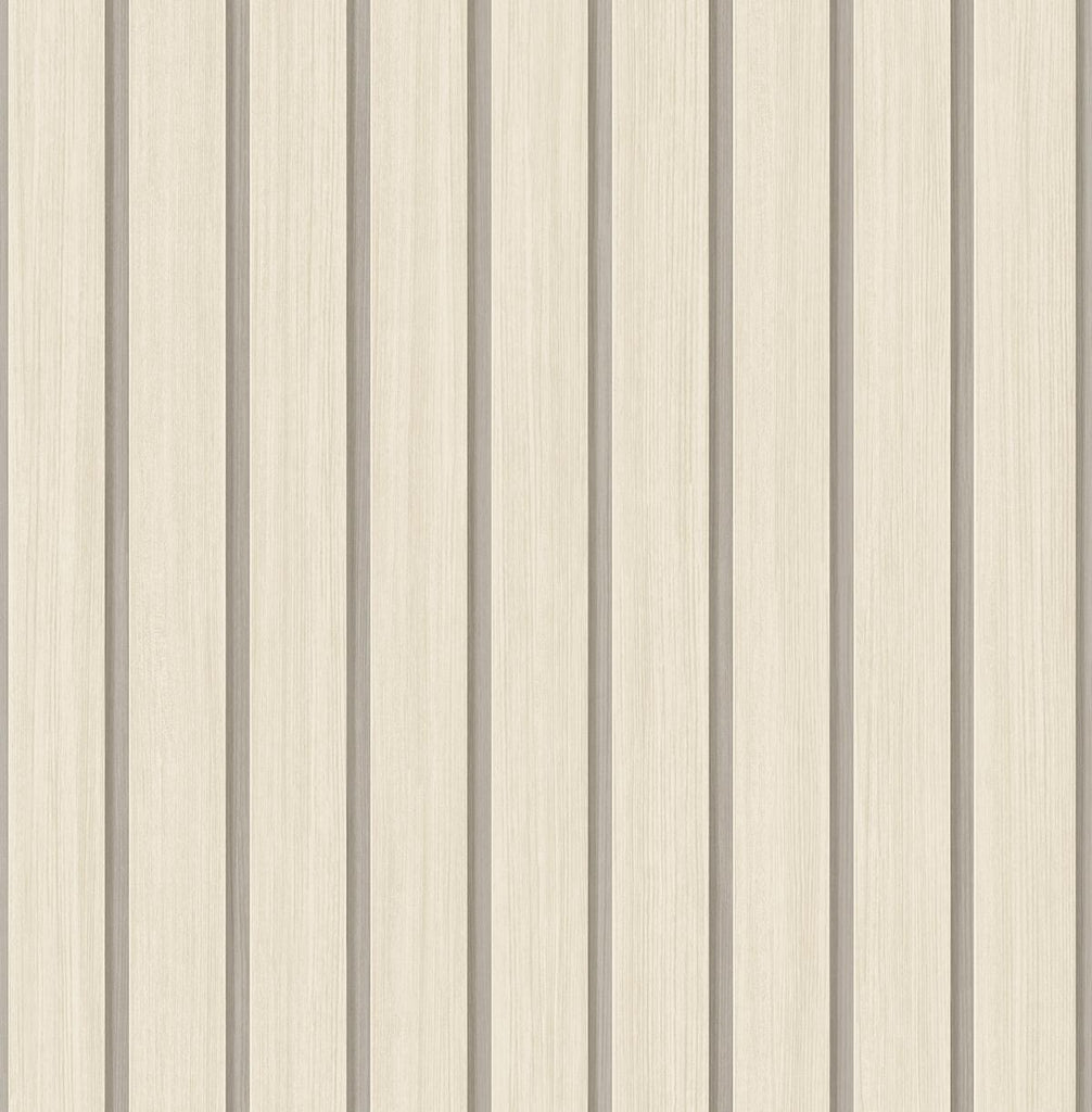Seabrook Faux Wooden Slats Beige Wallpaper