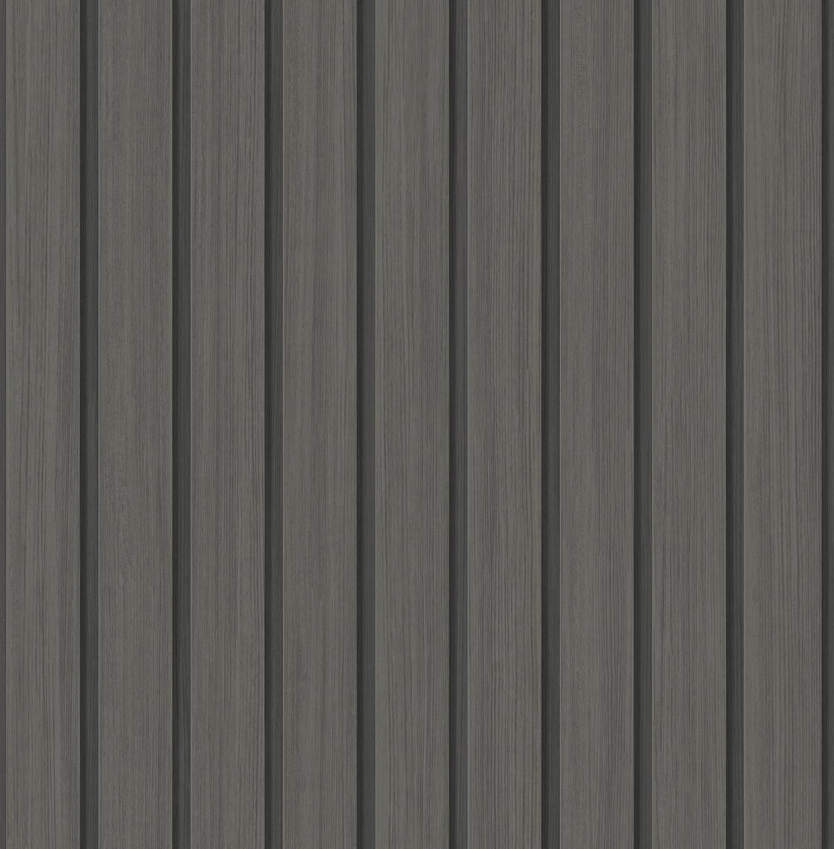 Seabrook Faux Wooden Slats Charcoal Wallpaper