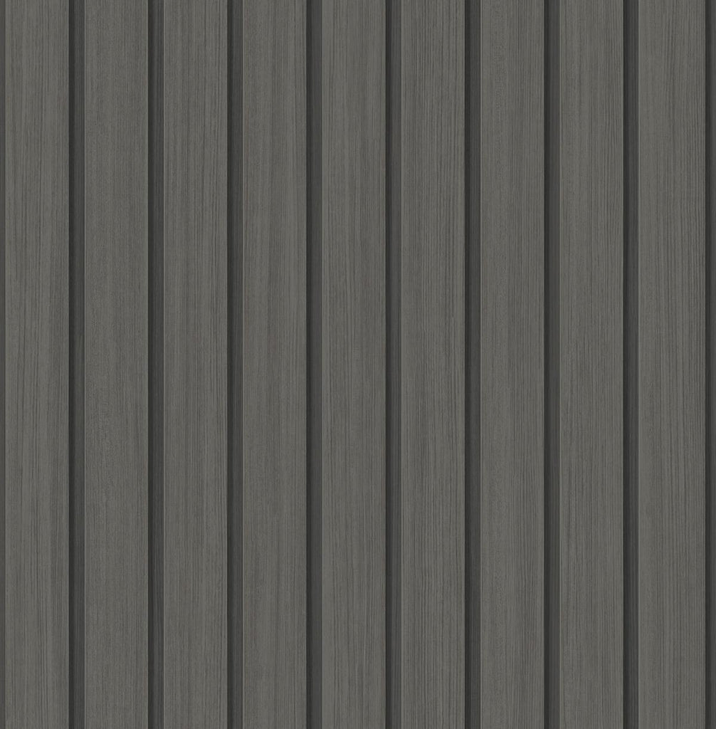 Seabrook Faux Wooden Slats Black Wallpaper