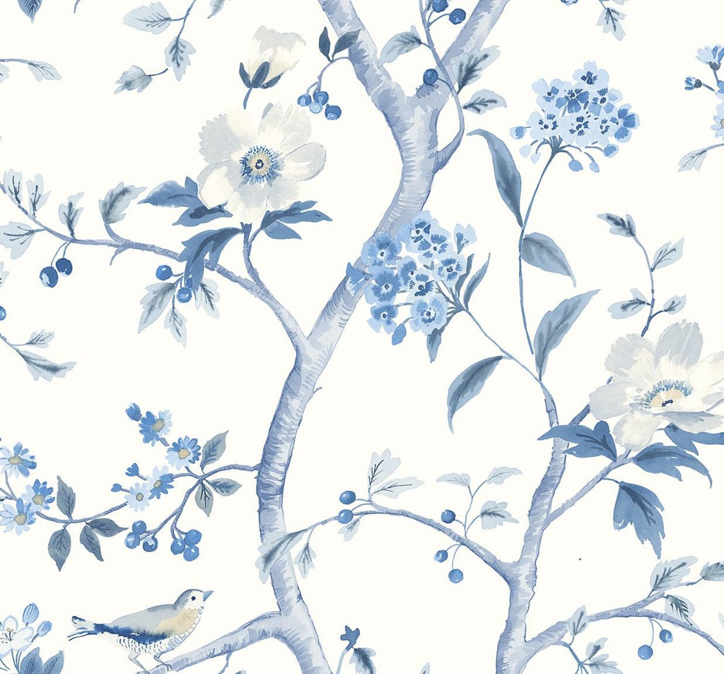 Seabrook Floral Trail Blue Wallpaper
