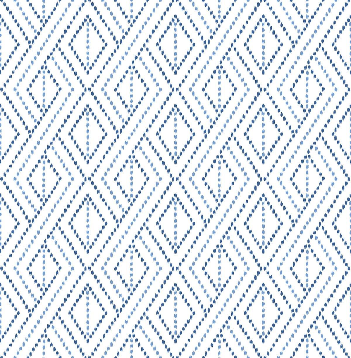 Seabrook Boho Grid Denim Blue Wallpaper