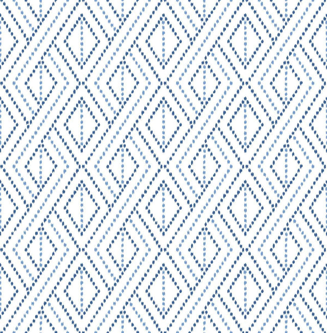 Seabrook Boho Grid Denim Blue Wallpaper