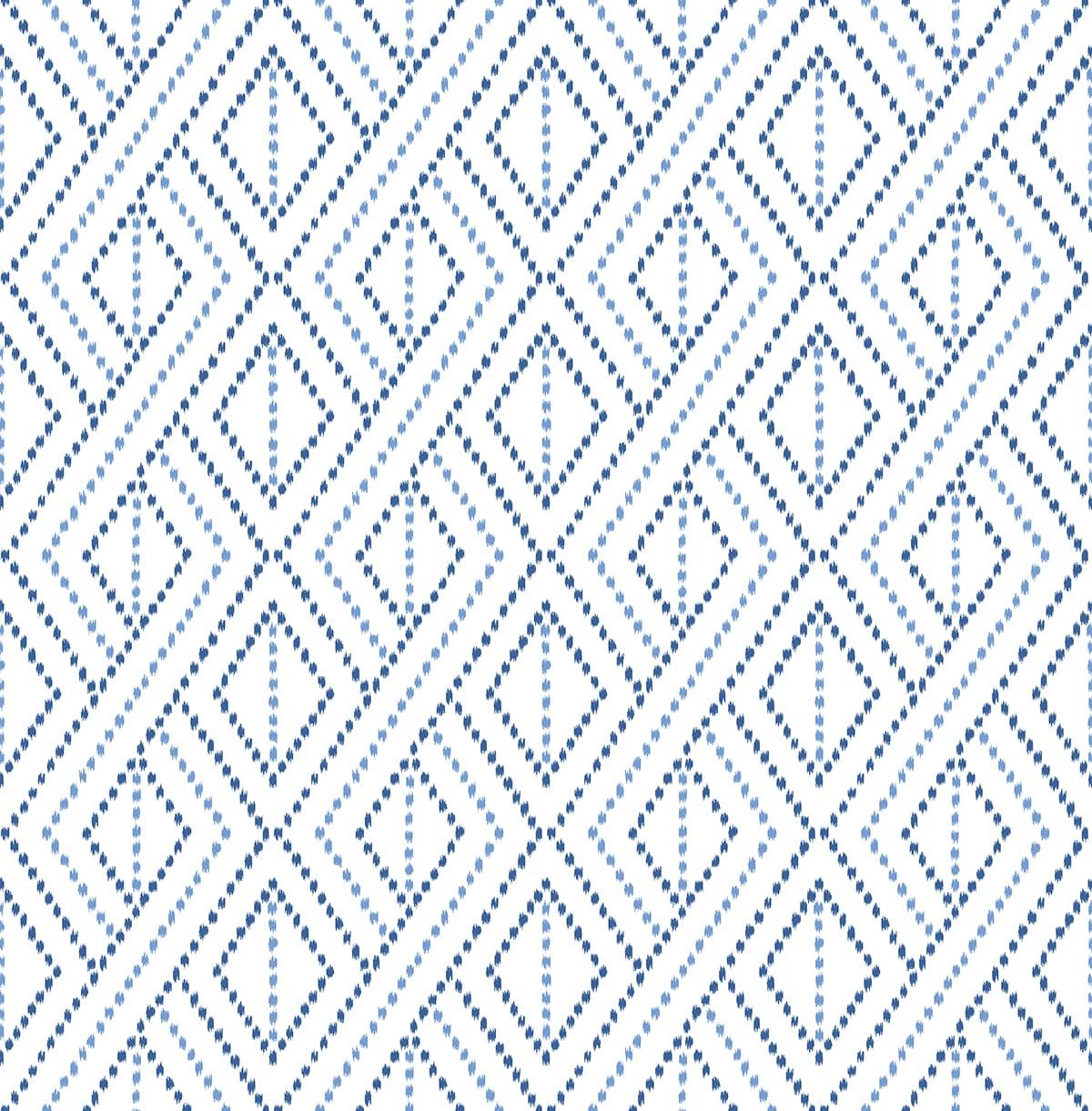 Seabrook Boho Grid Blue Wallpaper