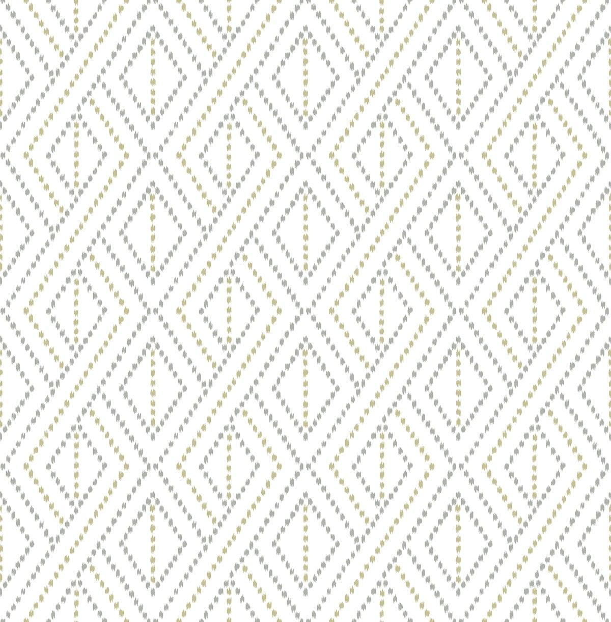 Seabrook Boho Grid Argos Grey & Yellow Wallpaper