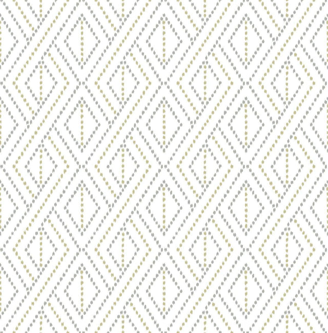 Seabrook Boho Grid Argos Grey & Yellow Wallpaper