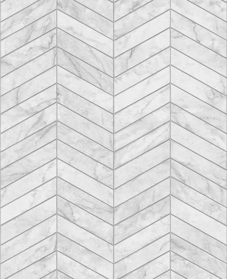 Seabrook Marbled Chevron Grey Wallpaper