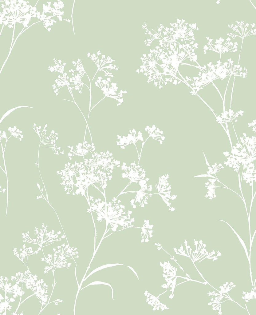 Seabrook Floral Mist Green Wallpaper