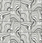 Seabrook Marbled Tile Ebony & Metallic Silver Wallpaper