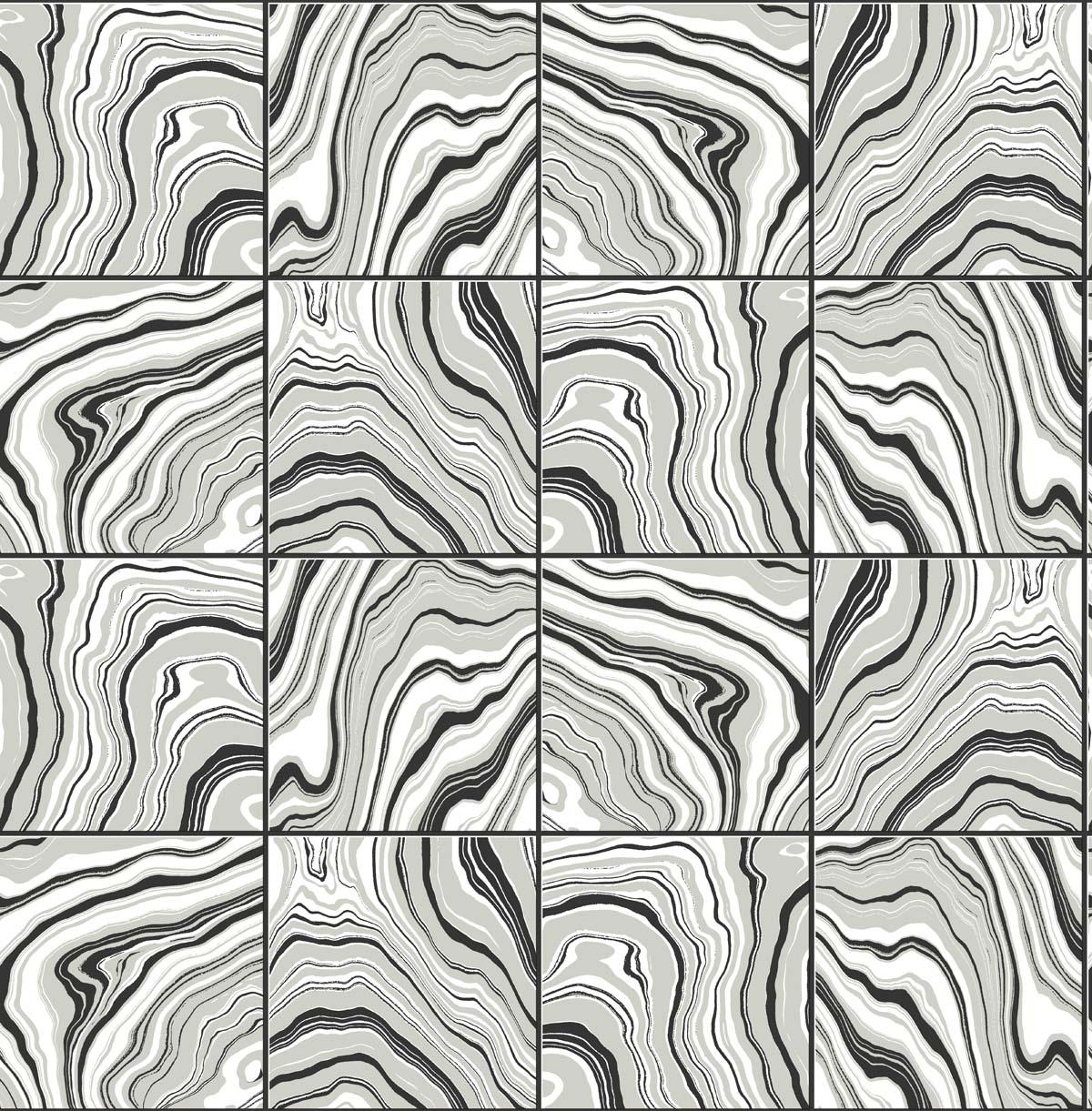 Seabrook Marbled Tile Silver Wallpaper