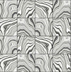 Seabrook Marbled Tile Ebony & Metallic Silver Wallpaper
