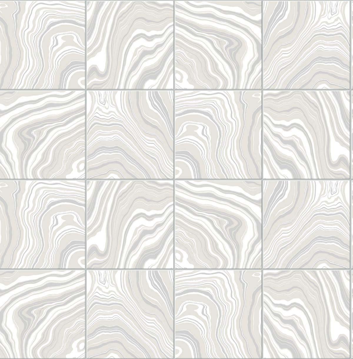 Seabrook Marbled Tile Grey Wallpaper