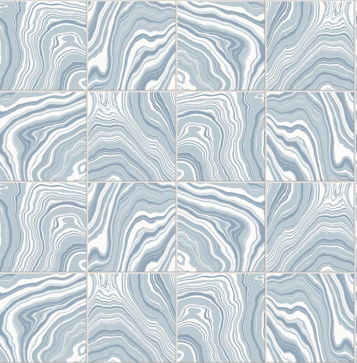 Seabrook Marbled Tile Lakeside Wallpaper