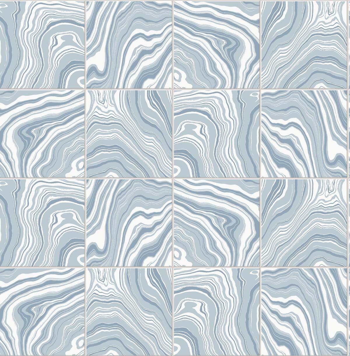 Seabrook Marbled Tile Blue Wallpaper