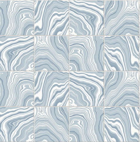Seabrook Marbled Tile Blue Wallpaper