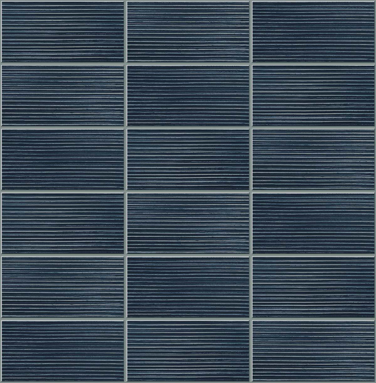 Seabrook Rib Tile Denim Blue Wallpaper