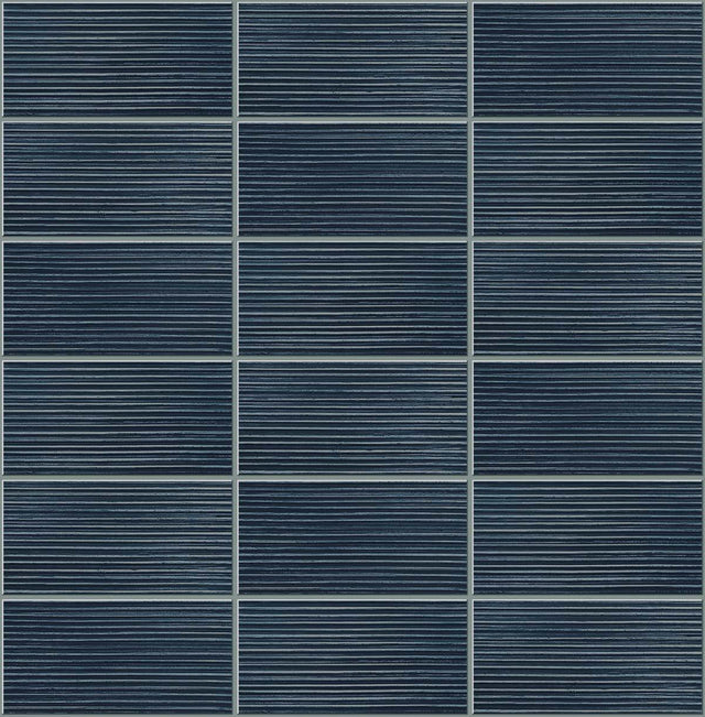 Seabrook Rib Tile Denim Blue Wallpaper