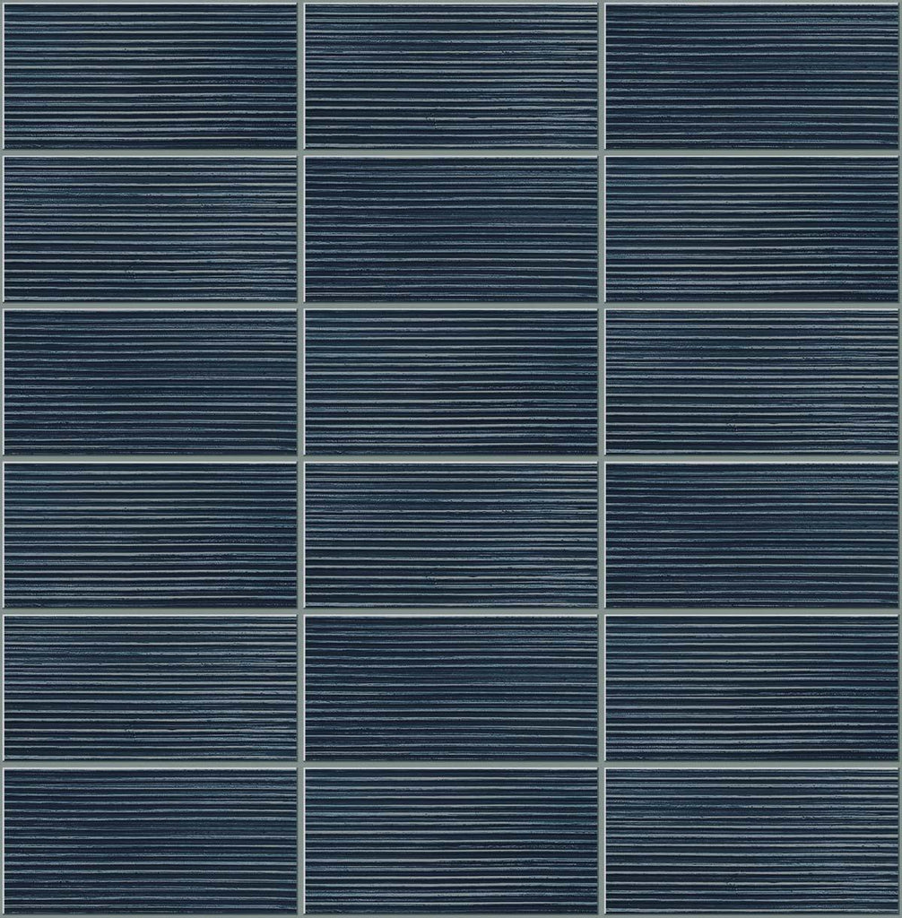 Seabrook Rib Tile Denim Blue Wallpaper