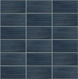 Seabrook Rib Tile Blue Wallpaper