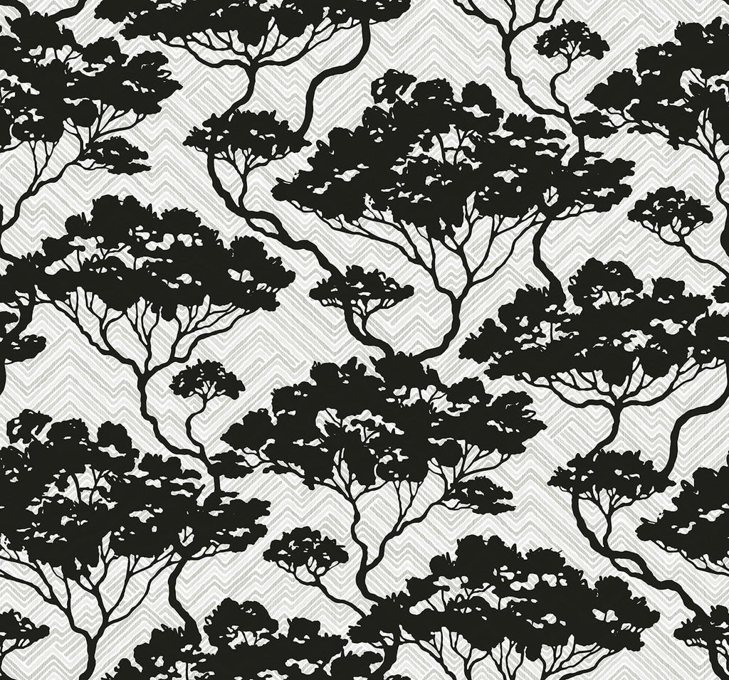 Seabrook Nara Stringcloth Onyx & Fog Wallpaper
